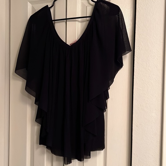 Flirty Mesh Layered Johnny Heaven Black Top sz Medium - Picture 5 of 5